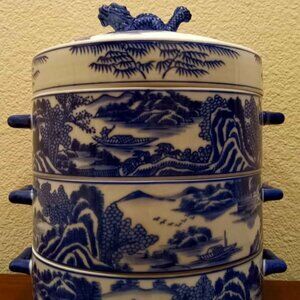 Bombay Company Rare Blue and White Porcelain Tiffin Lunch Box